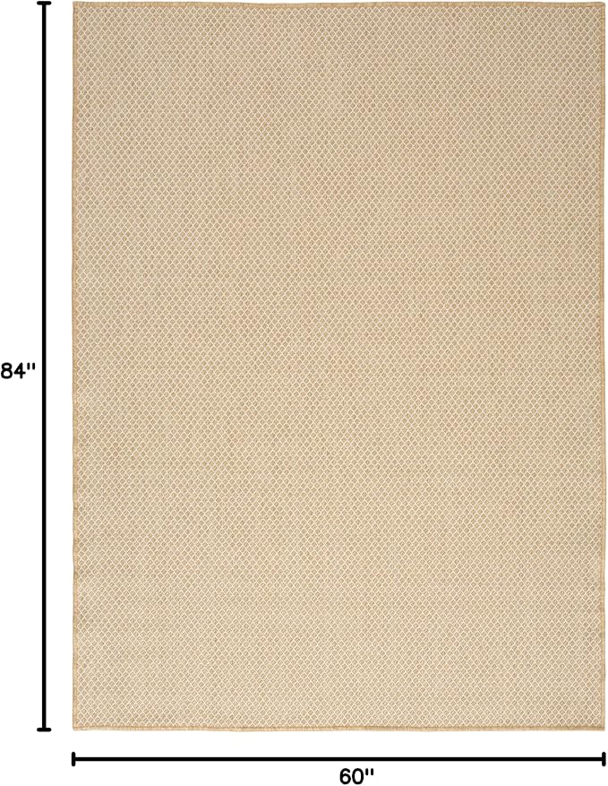 Nourison Home Courtyard Natural 5' x 7' Area Rug - Easy Clean, Non Shedding, Bed Room, Living Room, Dining Room, Kitchen (5' x 7')