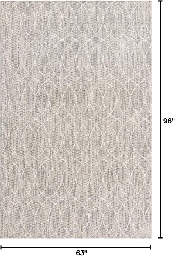Unique Loom Outdoor Trellis Collection Area Rug - Gitter (5' 3" x 8' Rectangle, Light Gray/ Ivory)