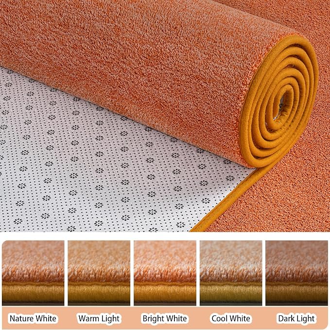 AROGAN 2x8 Runner Rug for Hallway, Long Runner Rugs Non Slip, Orange | Soft Washable Memory Foam Carpet for Bedroom, Non Slip Backing Runners Rug for Hallways, Kitchen, Bathroom, Entryway Home