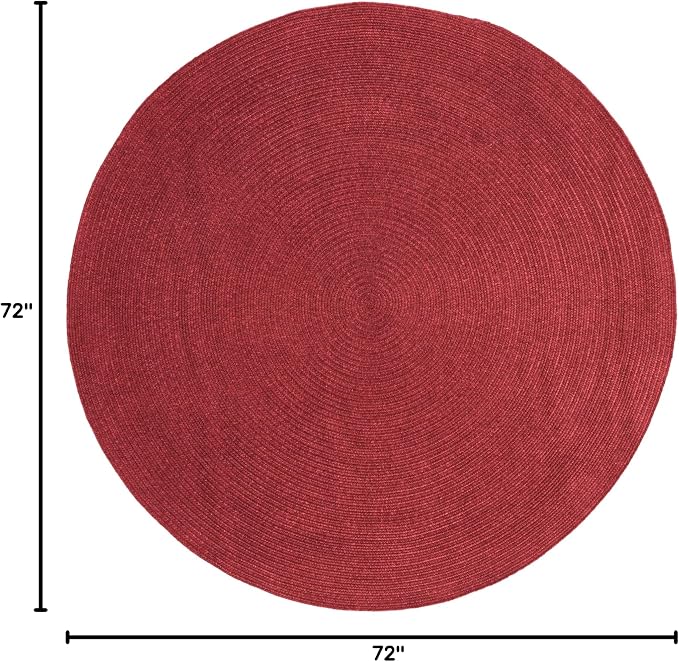 Superior Reversible Braided Indoor/Outdoor Area Rug, 6' round, Burgundy