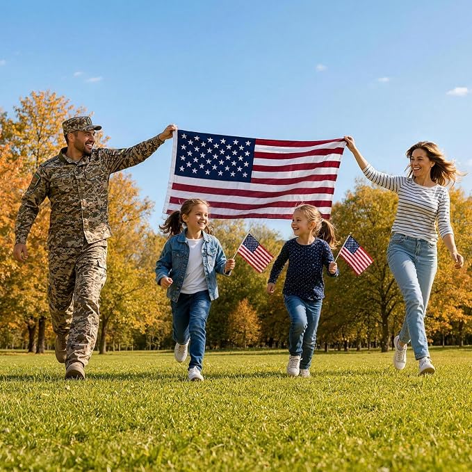 American Flag 3x5 FT for Outside, Heavy Duty 210D Polyester USA Flag with Embroidered Stars, Sewn Stripes & Brass Grommets for All Weather High Wind Resistant Flags for House, Yard, Garden