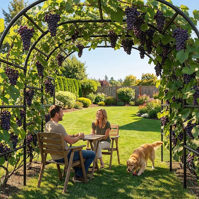 DoCred Garden Arch Trellis, 88in H x 88in L Large Garden Arch Arbor Trellis for Climbing Plants Outdoor Plant Support for Cucumber Grape Vine,Tall Metal Gardens Archway for Lawn Party Ceremony