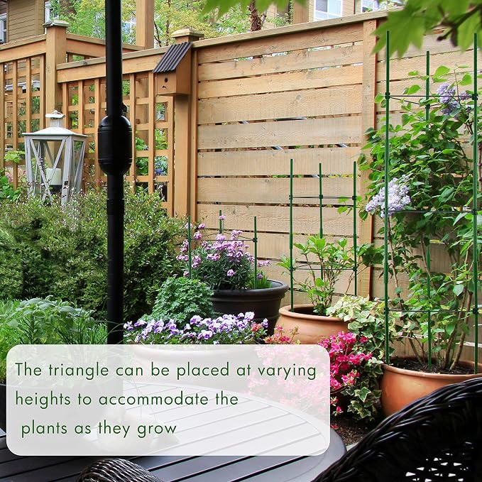 Gardzen 3-Pack Tomato Cage, Plants Support, Trellis Climbing Triangular Cage, Stand for Pepper Eggplant Tomato Flowers