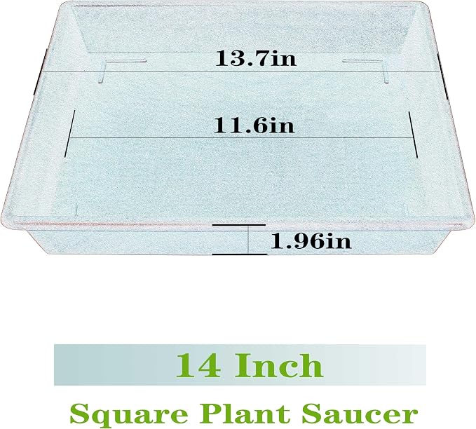 NIMYAU Square Plant Saucer 14 Inch 5 Pack，Plant Stand Plant Trays for Pots Heavy Duty Plastic Plant Saucers for Indoors Outdoors, Flower Pot No Holes Plant Lover Gardening Gifts