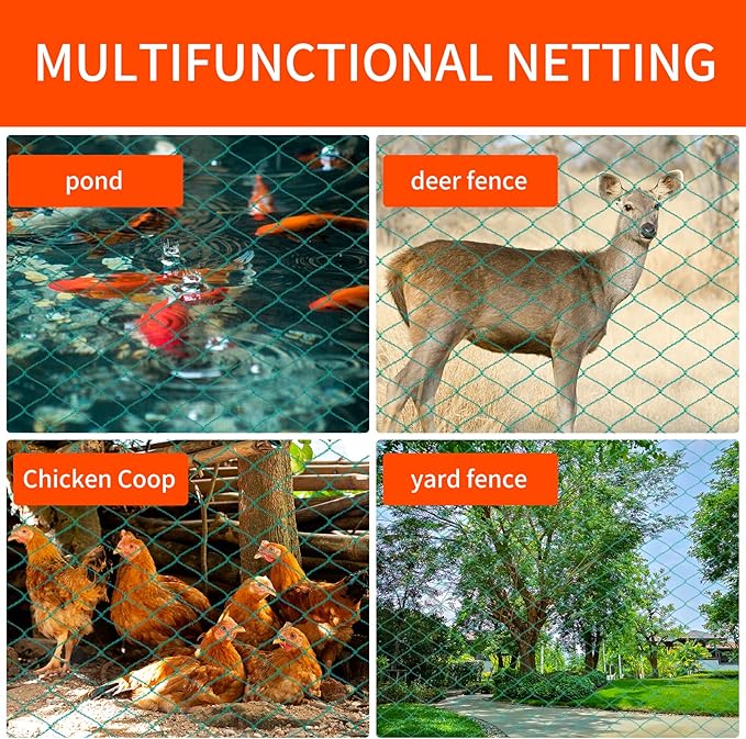 Bird Netting 50'x50' with 1" Square Mesh Garden Netting for Chicken Coop, Aviary, Deer Fence, Fruit Tree