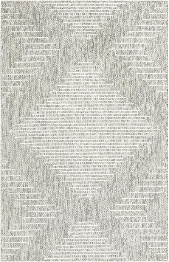 Unique Loom Outdoor Modern Collection Area Rug - Tambor (5' 3" x 8' Rectangle, Gray/ Ivory)