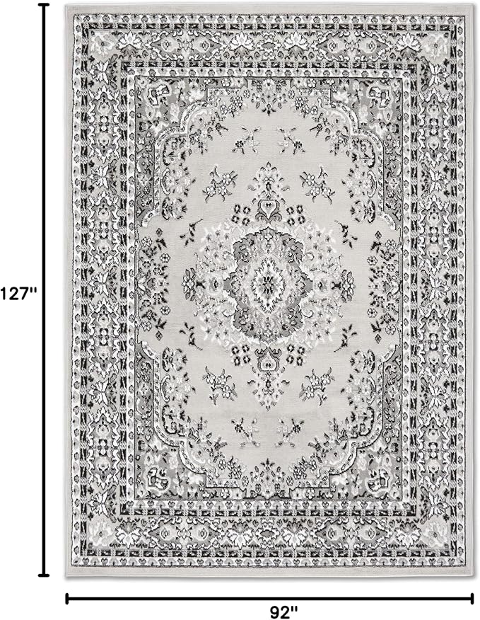 Home Dynamix Premium Sakarya Traditional Oriental Area Rug 7'8"x10'7" Gray/Ivory, Gray/White