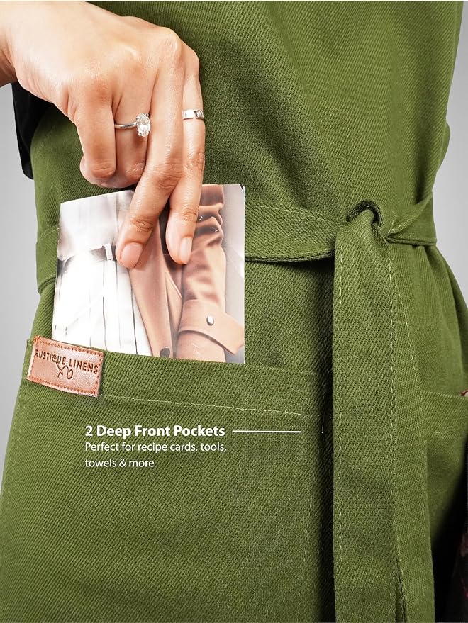 100% Cotton Kitchen Apron with 2 Pockets – Adjustable Chef Apron for Cooking Baking BBQ – Unisex Apron