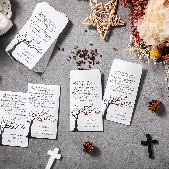 Fumete 120 Pack Cardinal Seed Packets Bulk Memorial Day Coin Envelopes Kraft Small Celebration of Life Funeral Favors for Guests Loss of Loved One Veterans Day Gift, 3.9 x 2.4 Inch