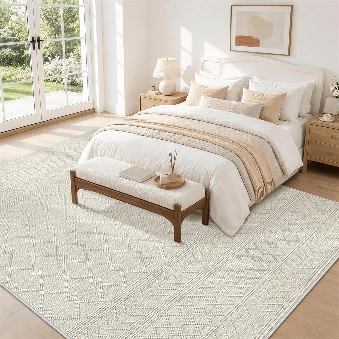 5x7 Area Rug For Living Room, Washable Gray Rugs Non Slip Low Pile | Neutral Large Soft Rug，Modern Geometric Carpet For Bedroom Dining Room Home Office Decor rug