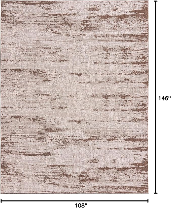 Unique Loom Outdoor Modern Collection Area Rug - Cartago (9' x 12' 2" Rectangle, Brown/ Ivory)