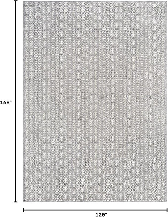 Washable Outdoor Rug 10x14 Modern Area Rugs Outdoor Carpets Striped Pattern Non Shedding Waterproof Easy Clean Patio Deck Porch Living Room Bedroom Garden RV (10 X 14 Gray)