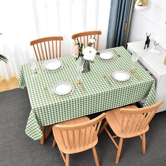 Waterproof Plaid Tablecloth Fabric - Square 58x58 Inch Classic Gingham Checker Table Cloth for Indoor/Outdoor Use - Buffalo Table Cover for Picnics, BBQs, and Parties
