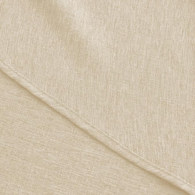 Decorelia Faux Linen Round Table Cloth 60 inch, Waterproof Decorative Fabric Anti-Scratch Texture Round Tablecloth Cover for Dining, Kitchen & Outdoor Table (60 Inch, Round (2-4 Seats), Beige)