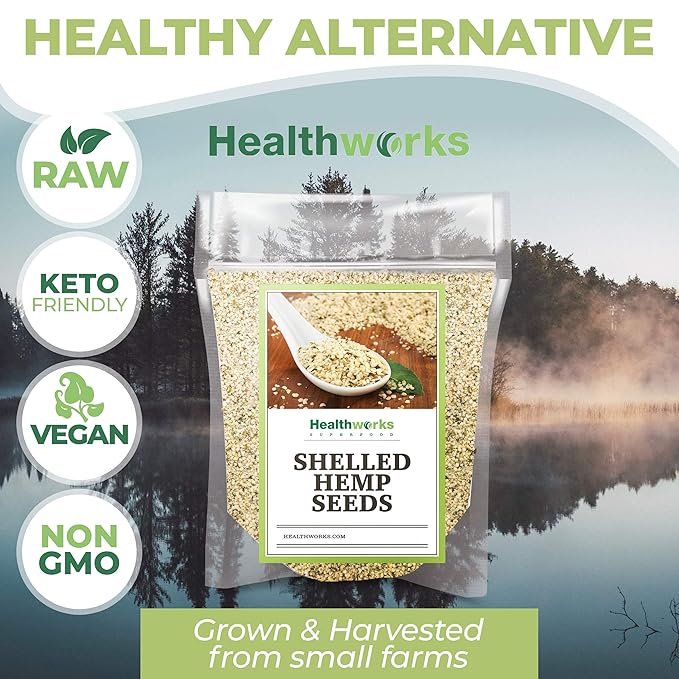 Healthworks Superfood Hemp Hearts, Shelled Hemp Seeds - 32 Oz / 2 Lbs - Canadian, Premium & All-Natural - Contains Omega 3 & 6, Fiber and Protein