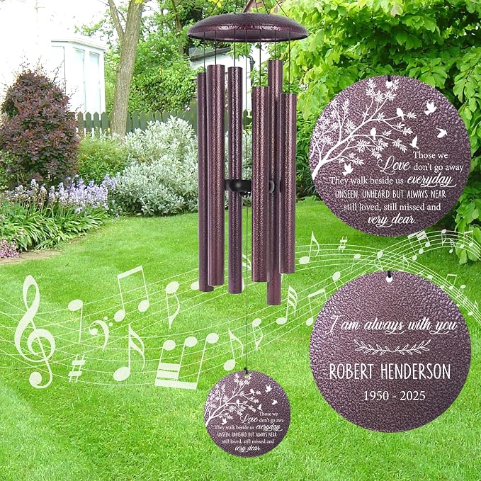 ASTARIN 36" Deep Tone Personalized Wind Chime Memorial, Tree of Life Custom Sympathy Gifts for Loss of Mom/Dad, Bird Remembrance Wind Chimes for Grieving Funeral Condolences(Produced in Texas)