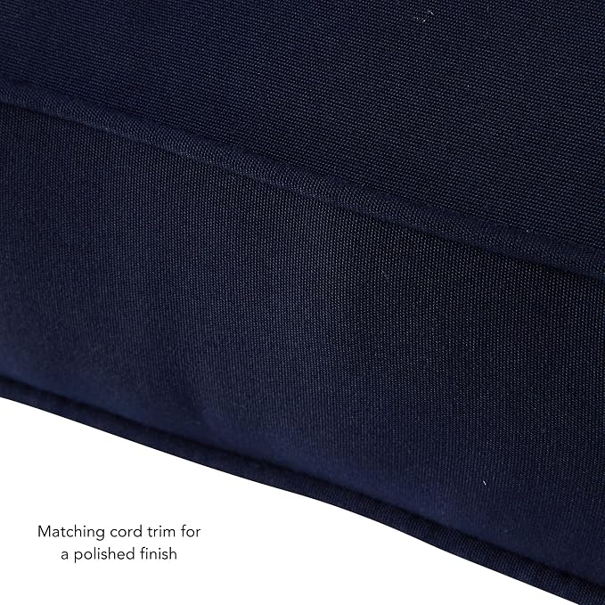 Sunbrella Deep Seat Cushion Set – Seat & Back Cushions for Patio Chairs, Sofas & Loveseats – Fade Resistant Outdoor Fabric, Ties, Zippered Cover, Cord Trim, Canvas Navy