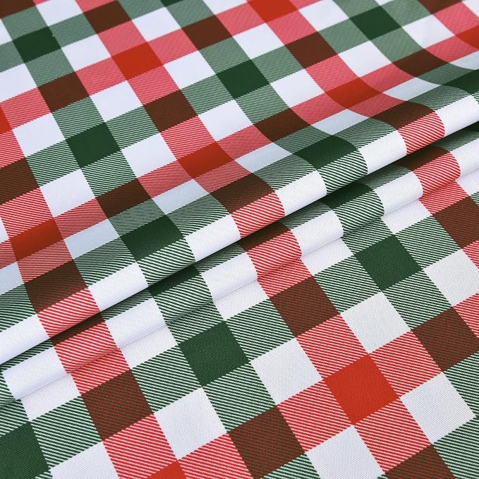 Red Waterproof Plaid Christmas Tablecloth Fabric - Square 58x58 Inch Classic Gingham Checker Holiday Table Cloth for Indoor Use - Xmas Table Cover for Picnics, BBQs, and Parties