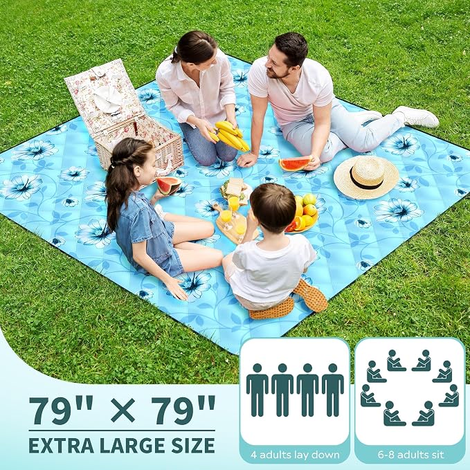 ANJ Outdoors Extra Large Waterproof Picnic Blankets | Foldable Sandproof Beach Blanket N Outdoor Blanket | 5-Layer Machine Washable Soft Picnic Mat for Camping, Grass, Park N Stadium