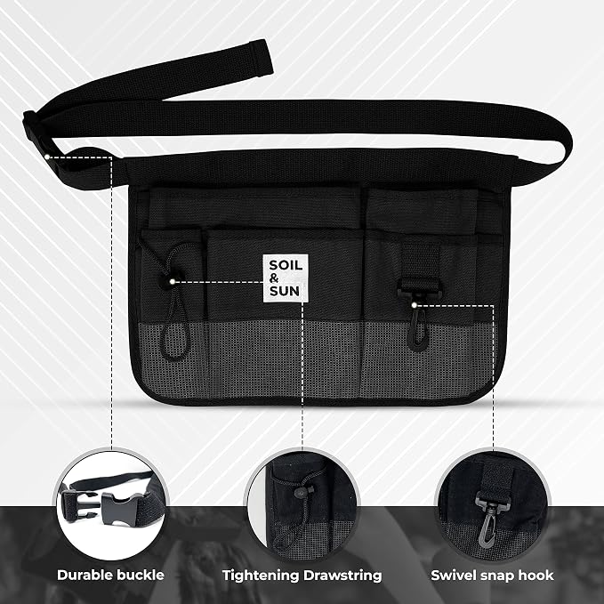 Soil & Sun Garden Tool Belt for Women, Tool Apron, Utility Belt Women, Teacher, Canvas Waist Apron with Pockets,Garden Aprons