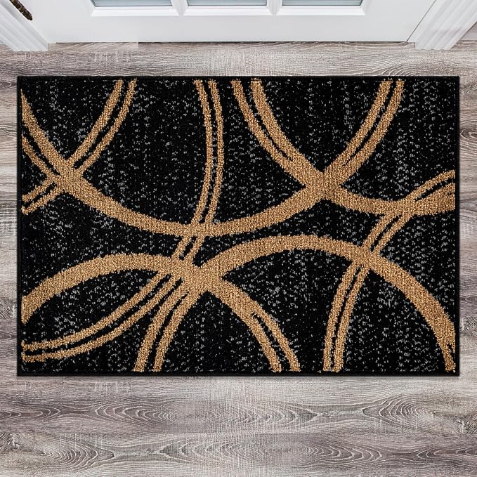 Rugshop Wavy Circles Modern Non-Shedding Living Room Area Rug Camel 2' x 3' | Rectangular, Size 2' x 3', Bedroom, Dining Room, Home Office, Kitchen, Entryway, Hallway, Nursery, Kids Room, Guest Room