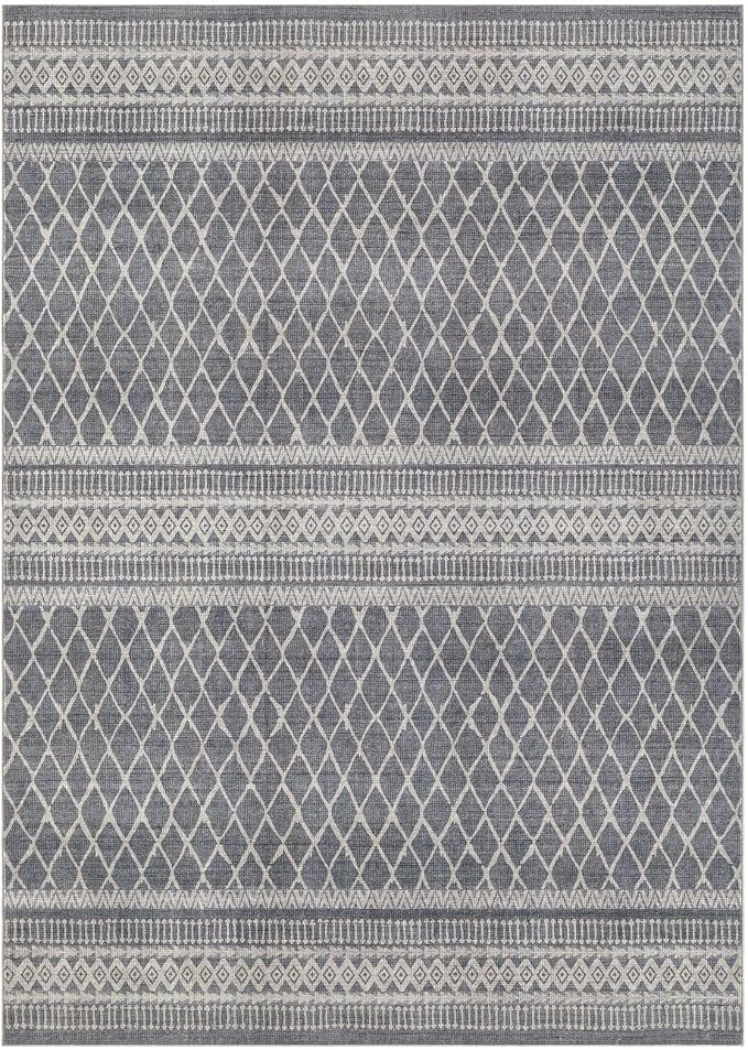 cotiled Boho 10x12 Area Rug for Living Room: Large Moroccan Washable Rug | Solve Modern Neutral Trendy Home Decor - Stain Resistan Carpet for Bedroom Farmhouse Charcoal Grey