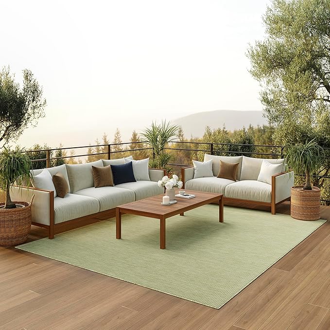 Nourison Home Positano Green 7' x 10' Area Rug - Easy Clean, Non Shedding, Bed Room, Living Room, Dining Room, Kitchen (7' x 10')