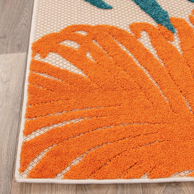 Rugshop Lucca Contemporary Floral Indoor/Outdoor Runner Rug 2' x 7' Multi