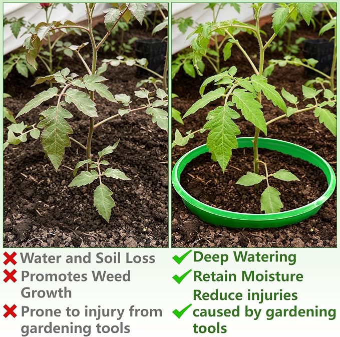 EBaokuup 6 Pcs 7 Inch Planting Grow Rings-Planting Protective Round Edging to Separate Rock and Pest-Planting Rings for Vegetables, Herbs and Flowers