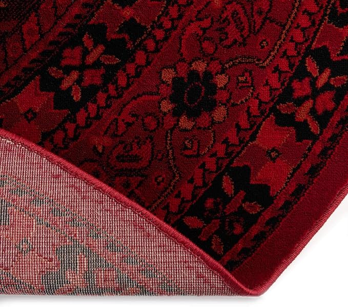 Unique Loom Tekke Collection Area Rug - Sheibani (5' 3" x 8' Oval, Red/ Black)