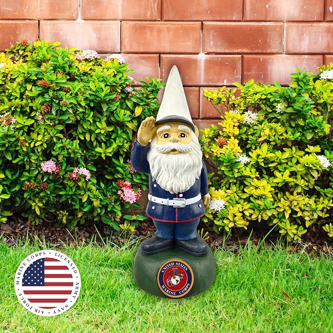 Red Carpet Studios Officially Licensed Military Garden Gnome, 13.25" Tall, United States Marines