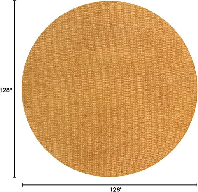 Unique Loom Collection Casual Transitional Solid Heathered Indoor/Outdoor Flatweave Area Rug (10' 8" Round, Corn Harvest Yellow)