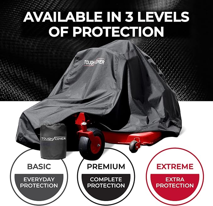 Tough Cover Zero Turn Mower Cover - 600D Marine Grade Fabric, Black, Waterproof & Drawstring Strap, Riding Lawn Mower Cover with UV, Dust, Rain & Snow Protection