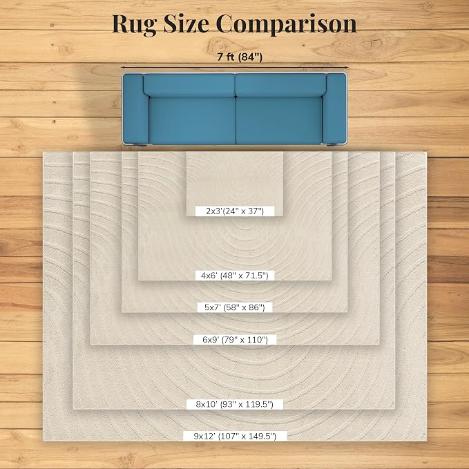 LUXE WEAVERS Modern Geometric Wave Cream 6x9 Area Rug