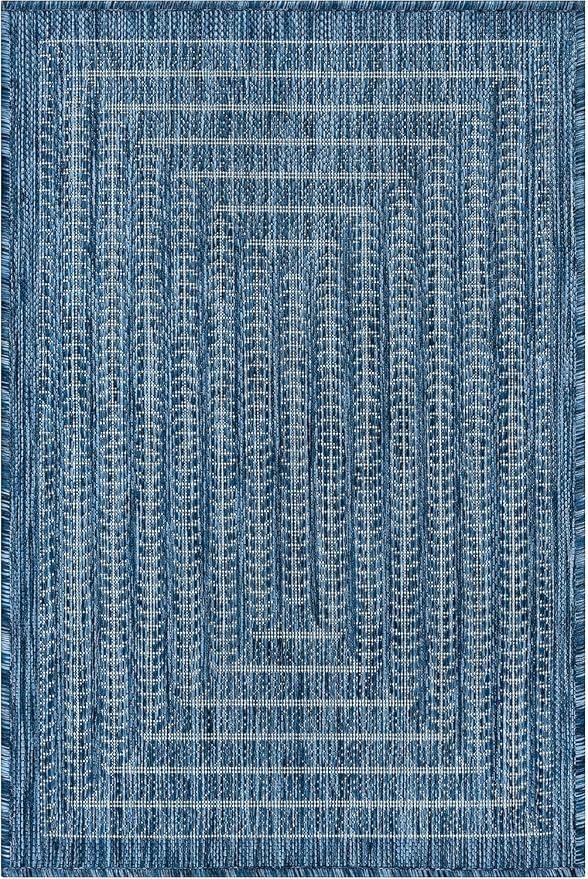 Adiva Rugs Outdoor Indoor Area Rug, Weather Resistant, Easy to Clean, Stain Resistant Floor Mat for Dining Room, Backyard, Deck, Patio (Azure Denim Blue, 2'6" x 7')
