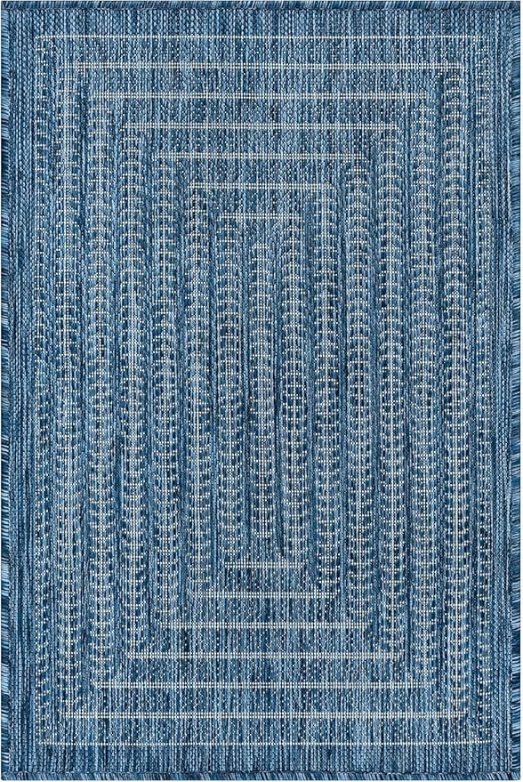 Adiva Rugs Outdoor Indoor Area Rug, Weather Resistant, Easy to Clean, Stain Resistant Floor Mat for Dining Room, Backyard, Deck, Patio (Azure Denim Blue, 10' x 14')