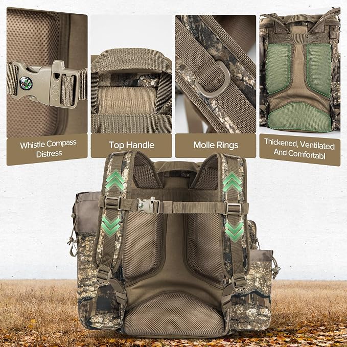 BLISSWILL Hunting Bucket Backpack with Seat Suitable for 5-gallon Seat，Dove Hunting Accessories，Daypack for Rifle Bow Gun（Not including Bucket and Lid）