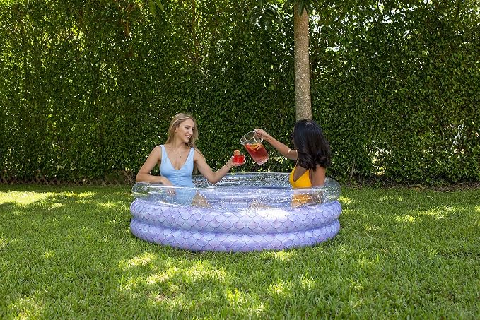 PoolCandy Mermaid Print Inflatable Toys Collection of Pool Floats, Beach Balls, Sunning Pools, Rafts & More. (Mermaid with Glitter Inflatable Sunning) | Mermaid Print Design - Part of PoolCandy's Mermaid Collection