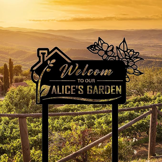 Family gifts ，Custom Signs Outdoor, Personalized Garden Sign, Metal Garden Stake Sign, Metal Garden Sign,Custom Gardener Name Signs,Metal Yard Art,Gardening Gifts,Yard Decor