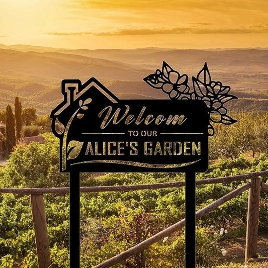 Family gifts ，Custom Signs Outdoor, Personalized Garden Sign, Metal Garden Stake Sign, Metal Garden Sign,Custom Gardener Name Signs,Metal Yard Art,Gardening Gifts,Yard Decor