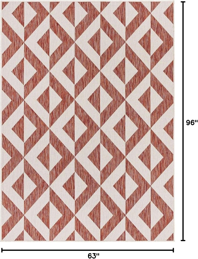 Unique Loom Jill Zarin Outdoor Collection Area Rug - Napa (5' 3' x 8' Rectangle, Rust Red/ Ivory)