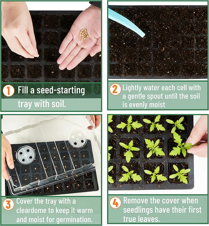 Mr. Pen- Seed Starter Tray Kits, 5 Set, Total 200 Cells | Durable Plant Germination Trays with Humidity Vented Domes and Bases, Ideal for Seed Starting