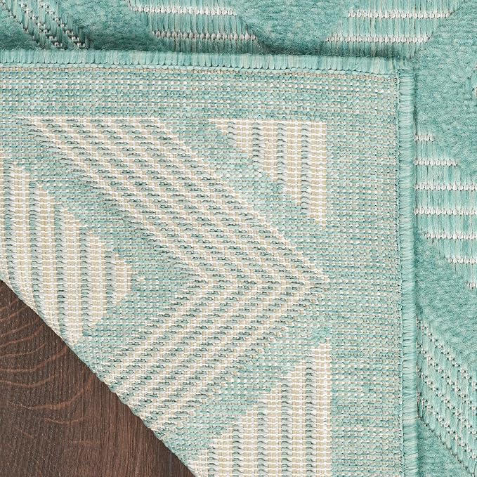 Nourison Home Versatile Aqua Teal 7' x 10' Area Rug - Easy Clean, Non Shedding, Bed Room, Living Room, Dining Room, Kitchen (7' x 10')