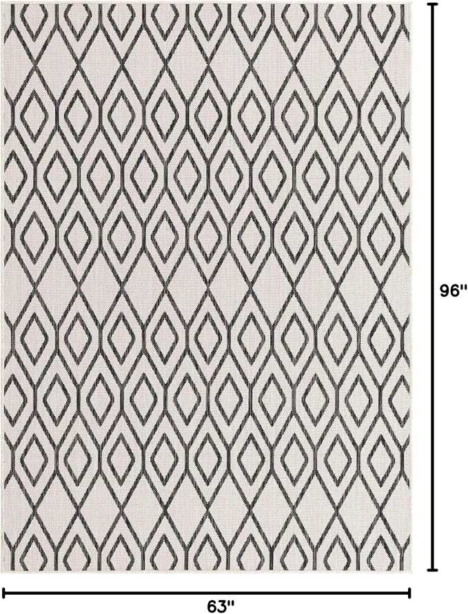 Jill Zarin Outdoor Collection Area Rug - Turks and Caicos (5' 3" x 8' Rectangle Ivory/Black)