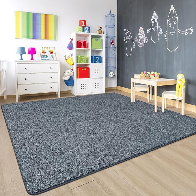 Chicrug Modern 4x6 Memory Foam Area Rugs for Bedroom Living Room | Low-pile Carpet Rug for Kids Playroom, Floor Rug for Bedside Dorm Dining Room Home, Blue and White