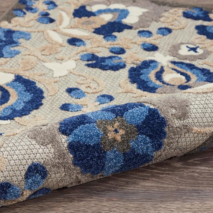 Nourison Home Aloha Natural Blue 7'10" x 10'6" Area Rug - Easy Clean, Non Shedding, Bed Room, Living Room, Dining Room, Kitchen (8' x 11')