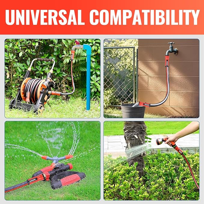 YAMATIC Short Garden Hose 15 ft x 5/8 in, Female to Female Leader Hose Extension 2 in 1 Dual Use with Solid Brass Connector, Lightweight All-Weather for Water Hose Reel
