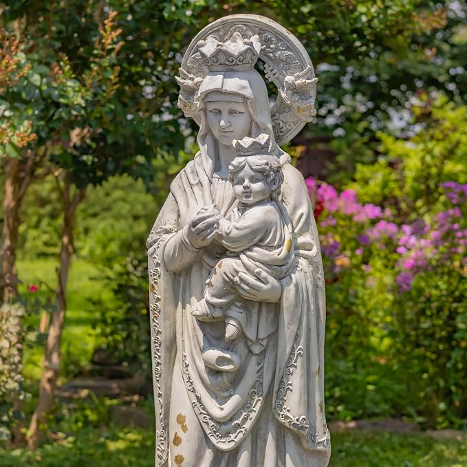 Zaer Ltd. Our Lady of Perpetual Help Garden Statue, 48" H, Magnesium Madonna with Child, Antique Grey or Bronze (Antique Grey)