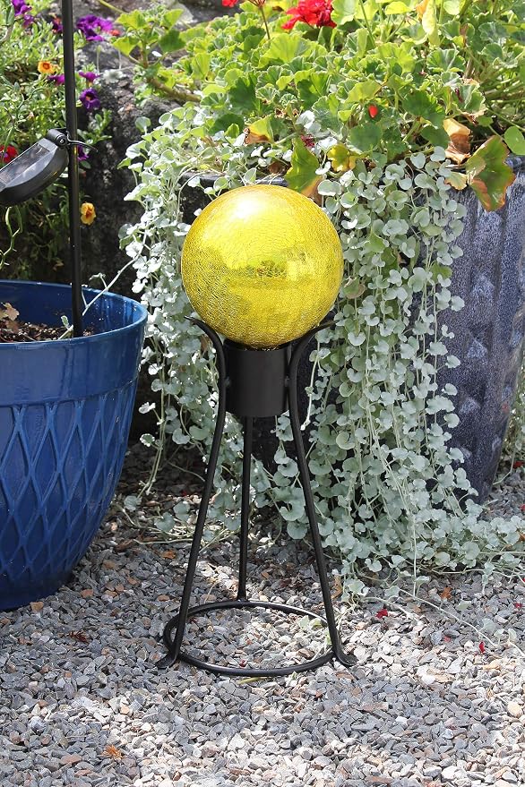 Achla Designs G6-Y-C, Lemon Drop 6-Inch Crackle Gazing Globe Ball, 6