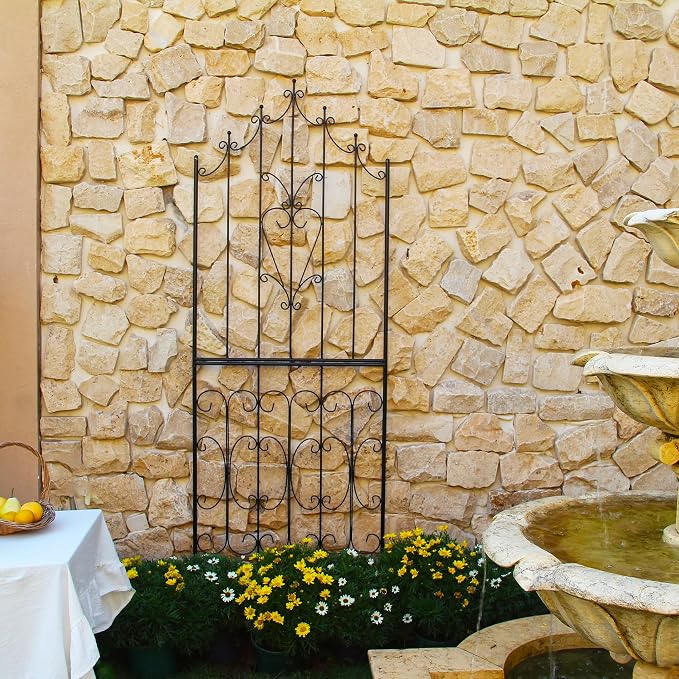 Metal Trellis 86.6" H x 29.5" W Powder-Coated Black Attractive Plant Support Garden Trellis Stylish Garden Addition Lattice Outdoor Yard Décor Roses Vine Ivy Clematis Trellises Black
